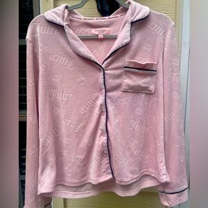 Juicy Couture Pink Logo Velour Pajama Top Sz S